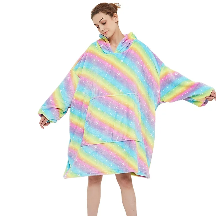 

China Factory Available Blanket Hooded Sherpa Wearable Giant Oversize Sweatshirt Hoodies Blanket Free Sample