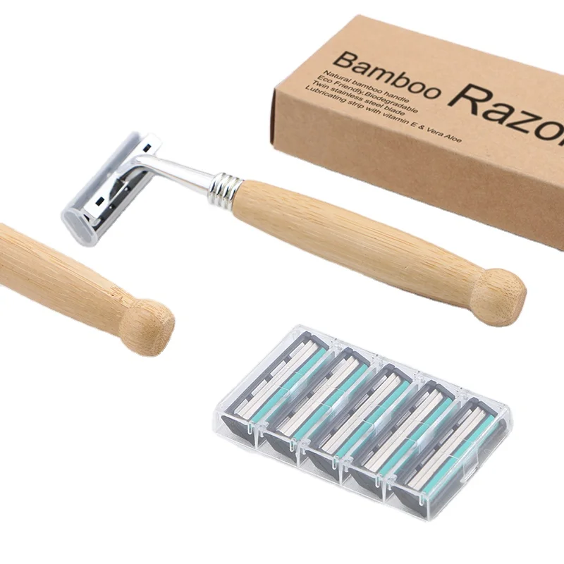 

Hotel supplies Biodegradable 2 blade Disposable razor Eco-Friendly Natural Bamboo Handle shaving razor