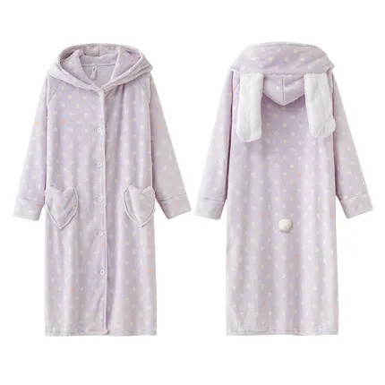 women morning gowns girls nighty patterns ladies night dress onesie for women fleece bath robe rabbit ears