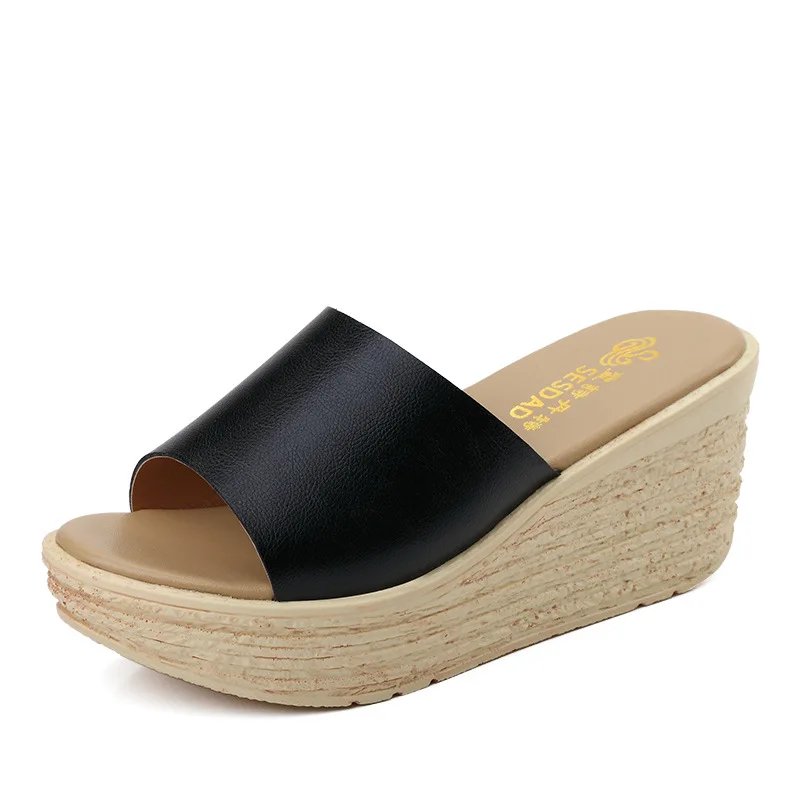 

Cheap wholesale Ladies Casual Platform Wedges Slipper High Heels Beach Sandals For Women, Customized