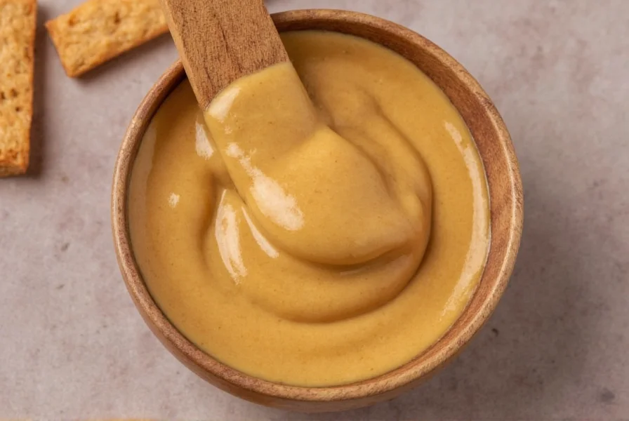 Chef applying mustard one-handed using a stick container