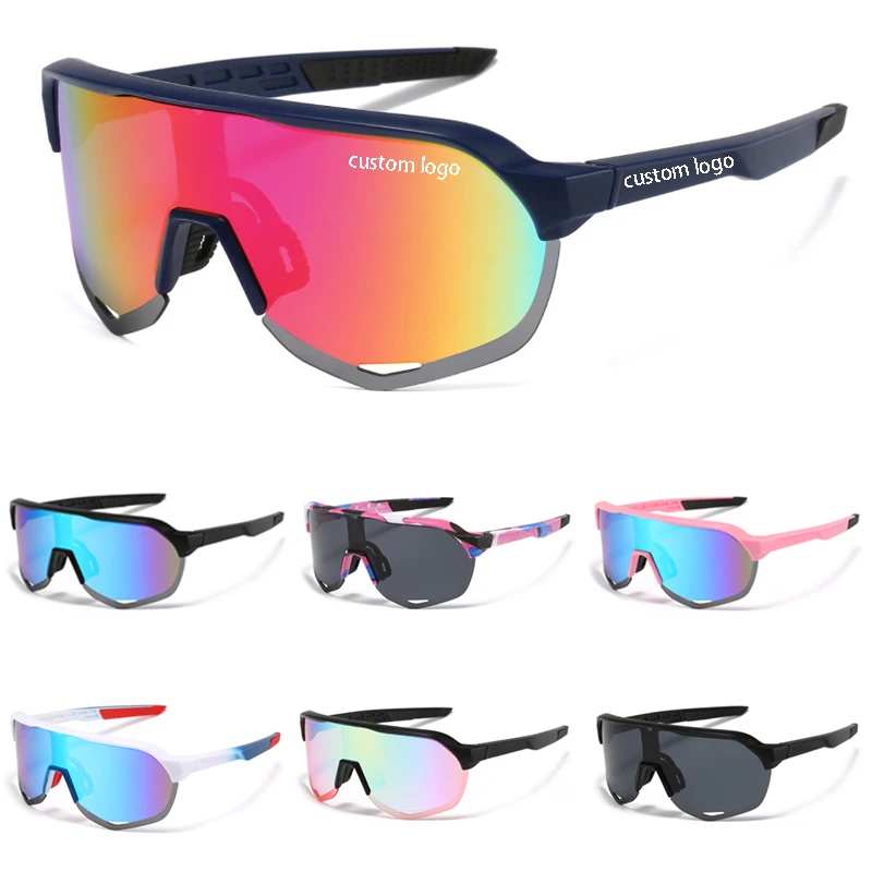 

6604 Windproof Large Frame Colorful Sunglasses One Piece Mirror Glasses 2023 Fashion Polycarbonate Streetwear Sunglasses Men
