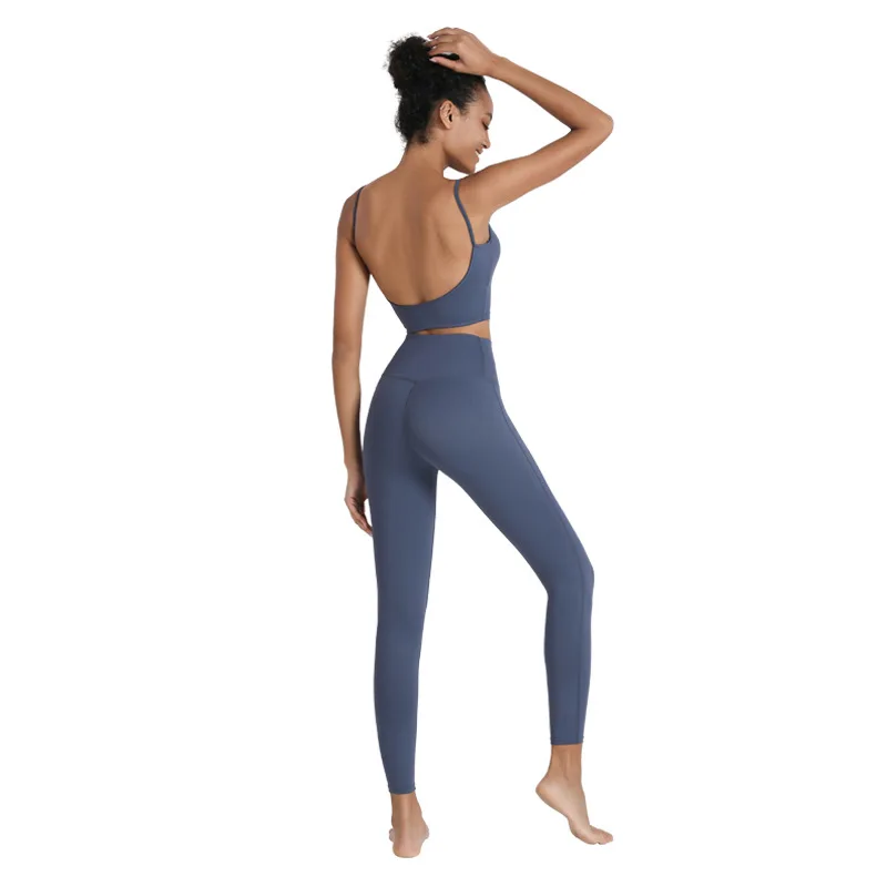 

Sport yoga clothes suit female beauty back bra straps wicking workout clothes feel naked yoga pants two-piece