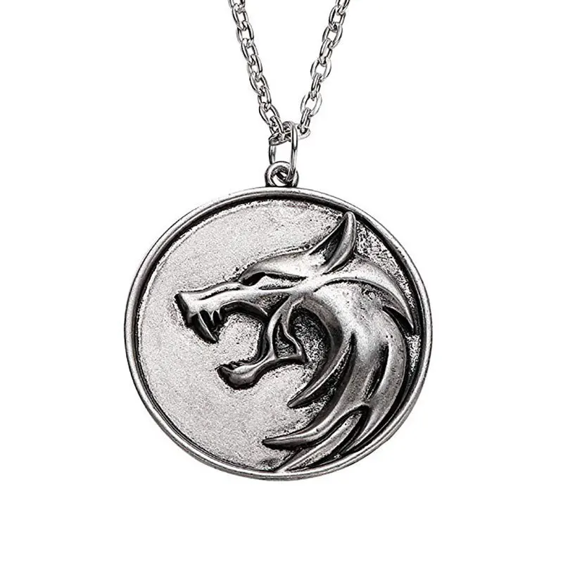 

Game Wizard Wild Hunt Necklace Wolf Head Medallion Pendant Geralt Choker Boho Necklace