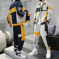 

Fashion Patchwork 2 Piece Set Print Logo Long Sleeve Zip-up Tracksuits For Men