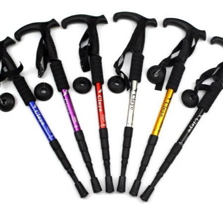 

Quality Walking Stick Adjustable Folding Aluminum 4-sections 110cm sticks Wholesale Custom trekking hiking poles, Black/red/purple/silver/gold/blue