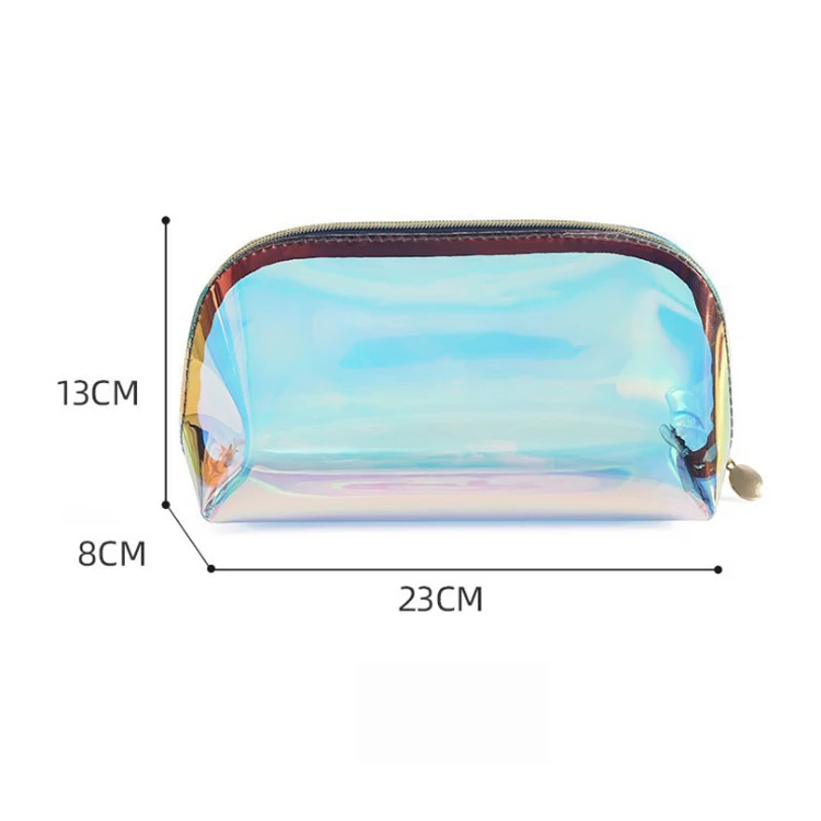 

Mherder Waterproof Half Moon Laser Pvc Holographic Pink Cosmetic Toiletry Bag Girls Woman Hand Purse Makeup And Cosmetic Bags, As per picture