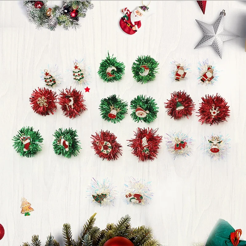 

New Creative Christmas Earrings Simple Santa Claus Gift Tree Elk Earrings Holiday Gift Earrings, Picture shows