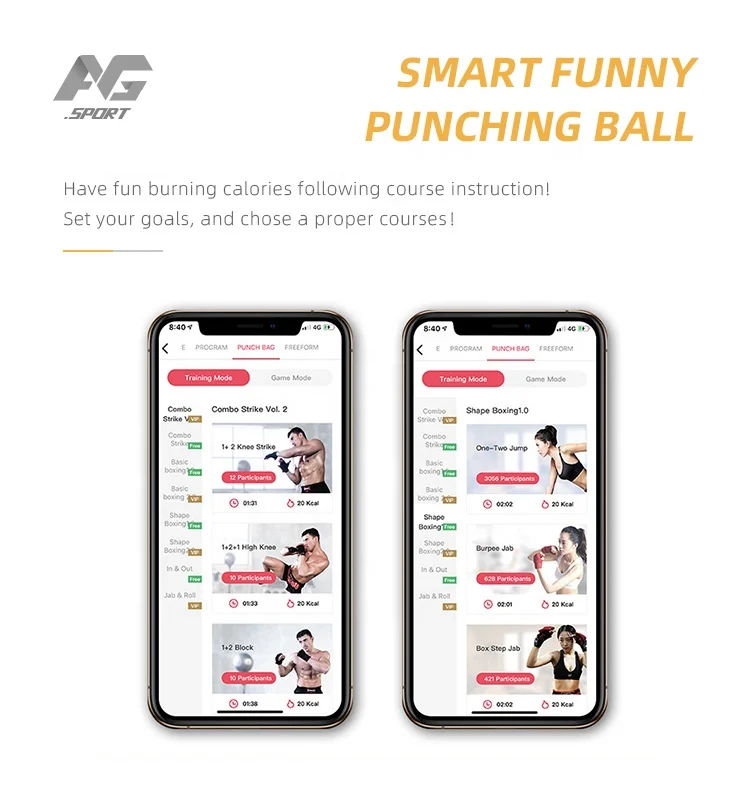 
2020 New Design Wireless Mobile App Tracking Speed Man Free Standing Boxing Ball Water Kick Heavy Kids Equipment Punching Bag 