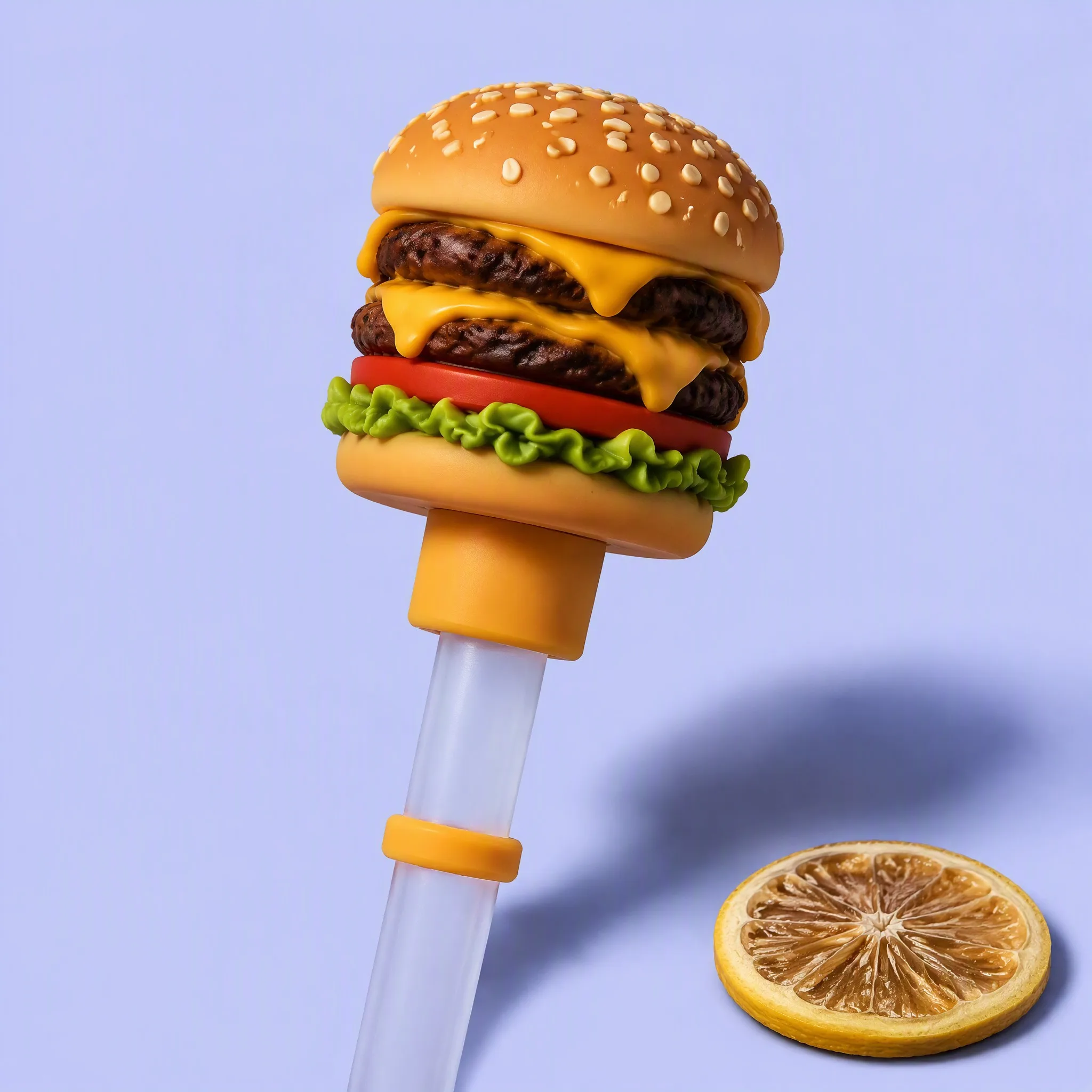 Double Cheeseburger Silicone Straw Cover Multi-Layer Detail