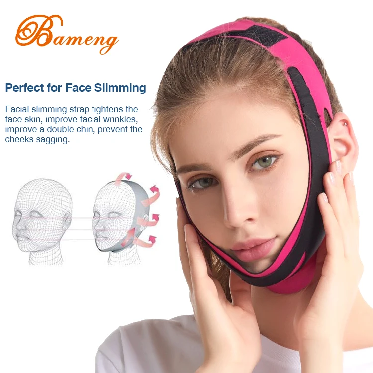 

Reusable V Line Mask Facial Slimming Strap Double Chin Reducer Chin Up Mask Face Lifting Belt V Shaped Slimming Face Mask, Pink