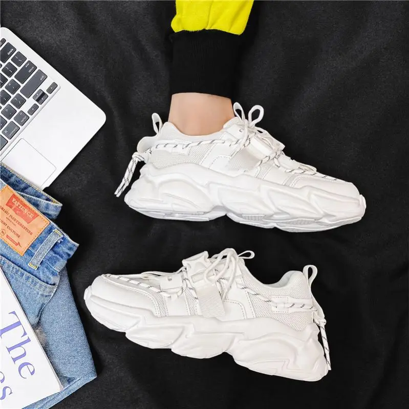 

Men's Sneakers 2021 New Fashion Breathable Men Chunky Shoes Trainers Street Style Male Footwear Casual Walking Shoes, Black,white,white grey