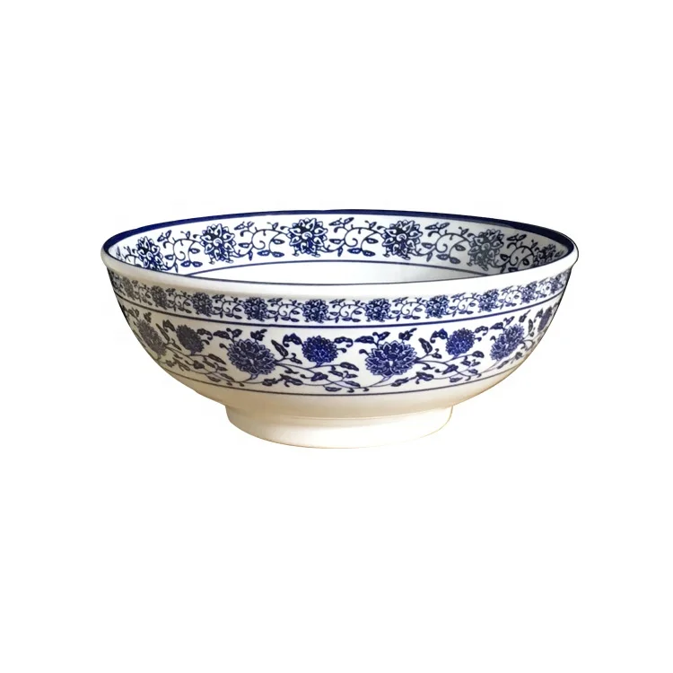 

7 8 Inch Chinese Unbreakable Blue-and-White Soup Noodle Ramen Bowl