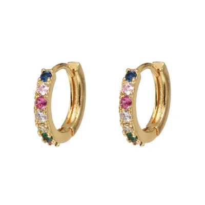 

Hot Selling fashion jewellery 14kt gold vermeil cubic zirconia huggie hoop earrings
