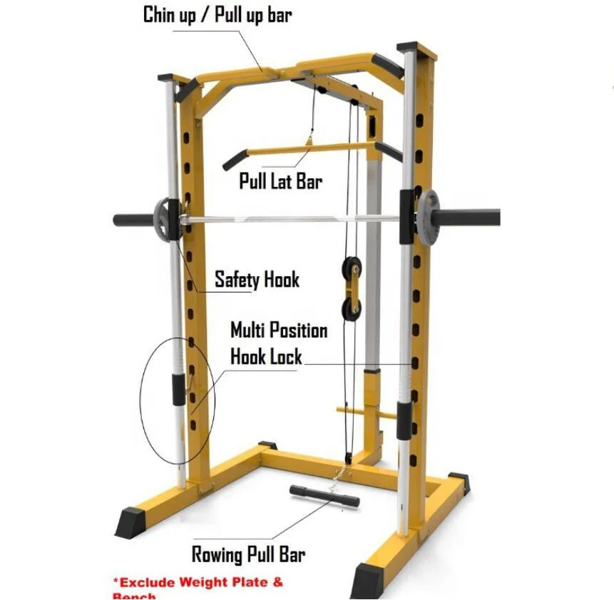 

READY TO SHIP *Smith Machine Squat Power Cage Rack Station Durable Chin Up Pull Up Workout Cable Pull Home Gym Equipment