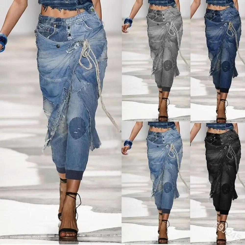 

2021 New Woman Pencil Pants Hole Jeans Vintage Low Waist Pants Plus Size, Different colors and support to customized