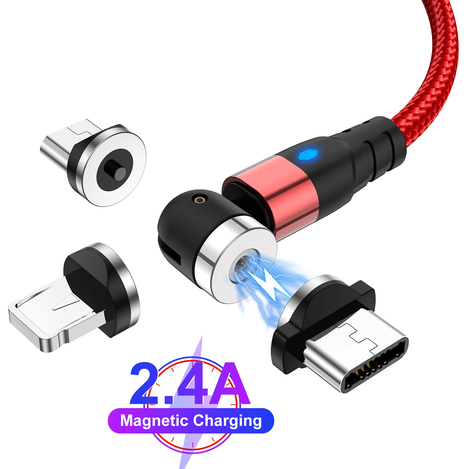 

3 in 1 Magnetic usb Cable Type C Magnet Charge Micro usb Cable For iPhone Samsung Xiaomi usb cable, Black, red, silver,purple