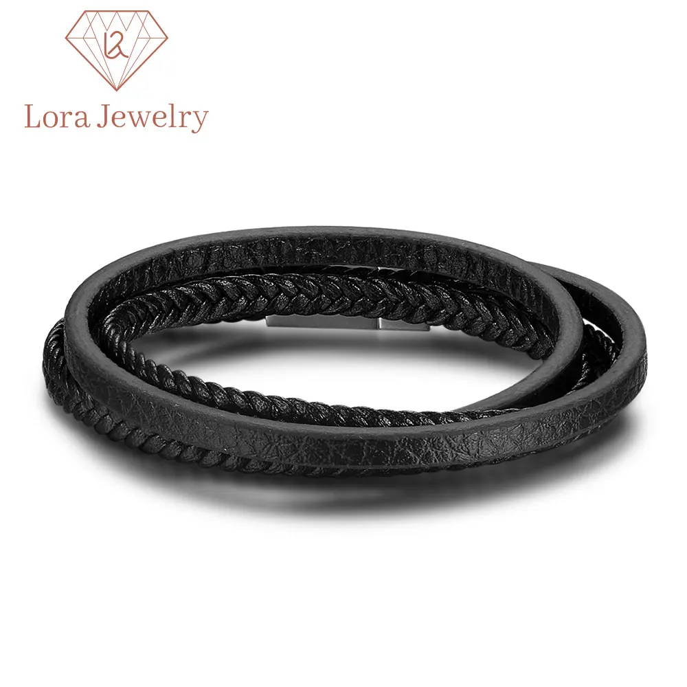 

Cheap Factory Price Sports Accessory Stainless Steel Bracelets Men Genuine Leather Bracelet