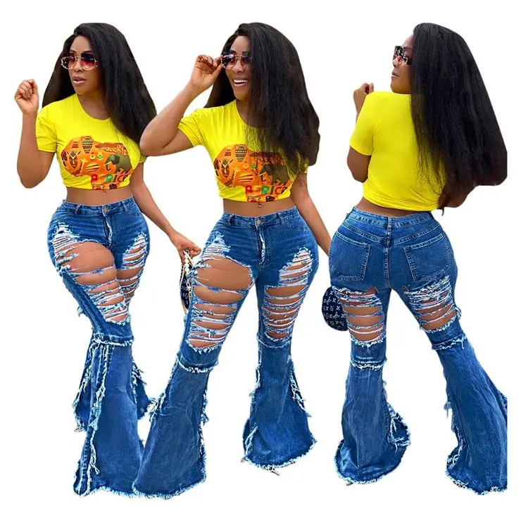 

Womens Clothing Latest Design 2021 Newest Hollow Long Pant Jeans Women Pants Jeans Trousers Women