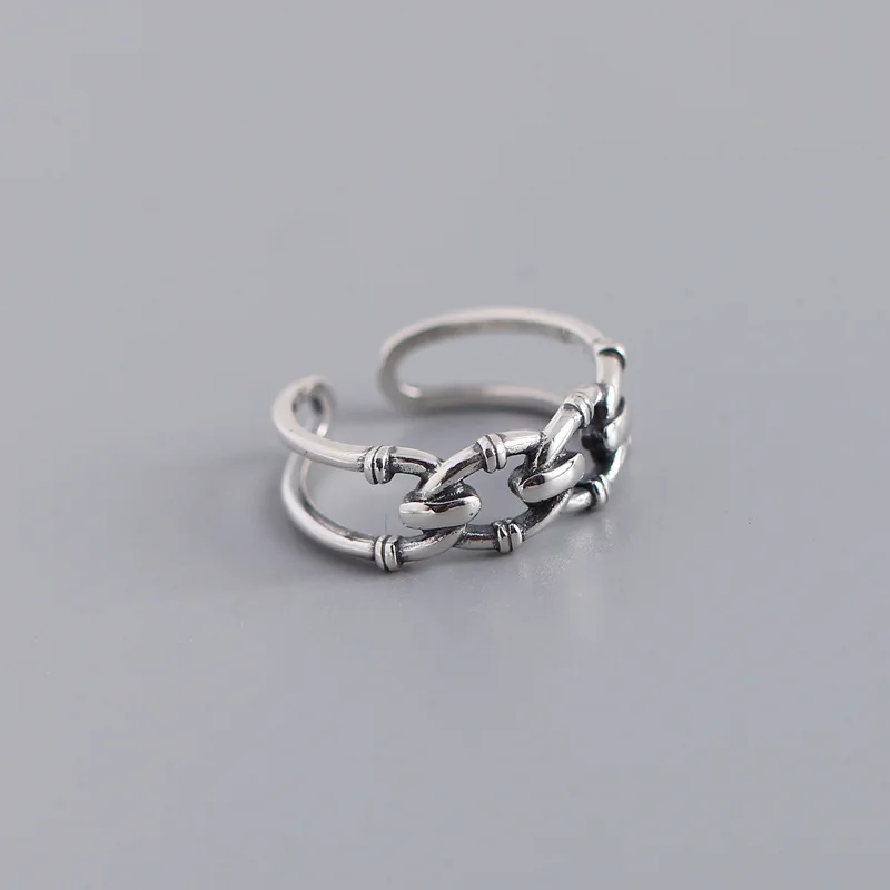 

Retro Thai Silver Knot Ring Jewelry Cute Romantic 925 Sterling Silver Female Resizable Opening Rings (SK873), As picture