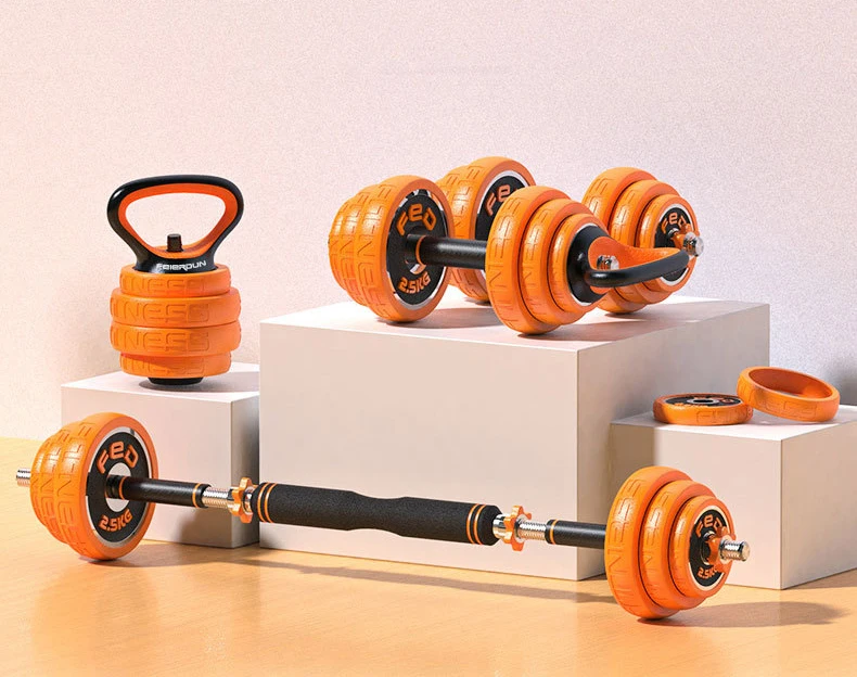 

2021 Hot Selling 6 In 1 Adjustable 40KG Rubber Dumbbell Barbell Kettlebell Set Push Up Stand Home Gym Body Building