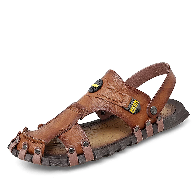 

2021 New arrival Hand sewn casual sandals leather beach shoes