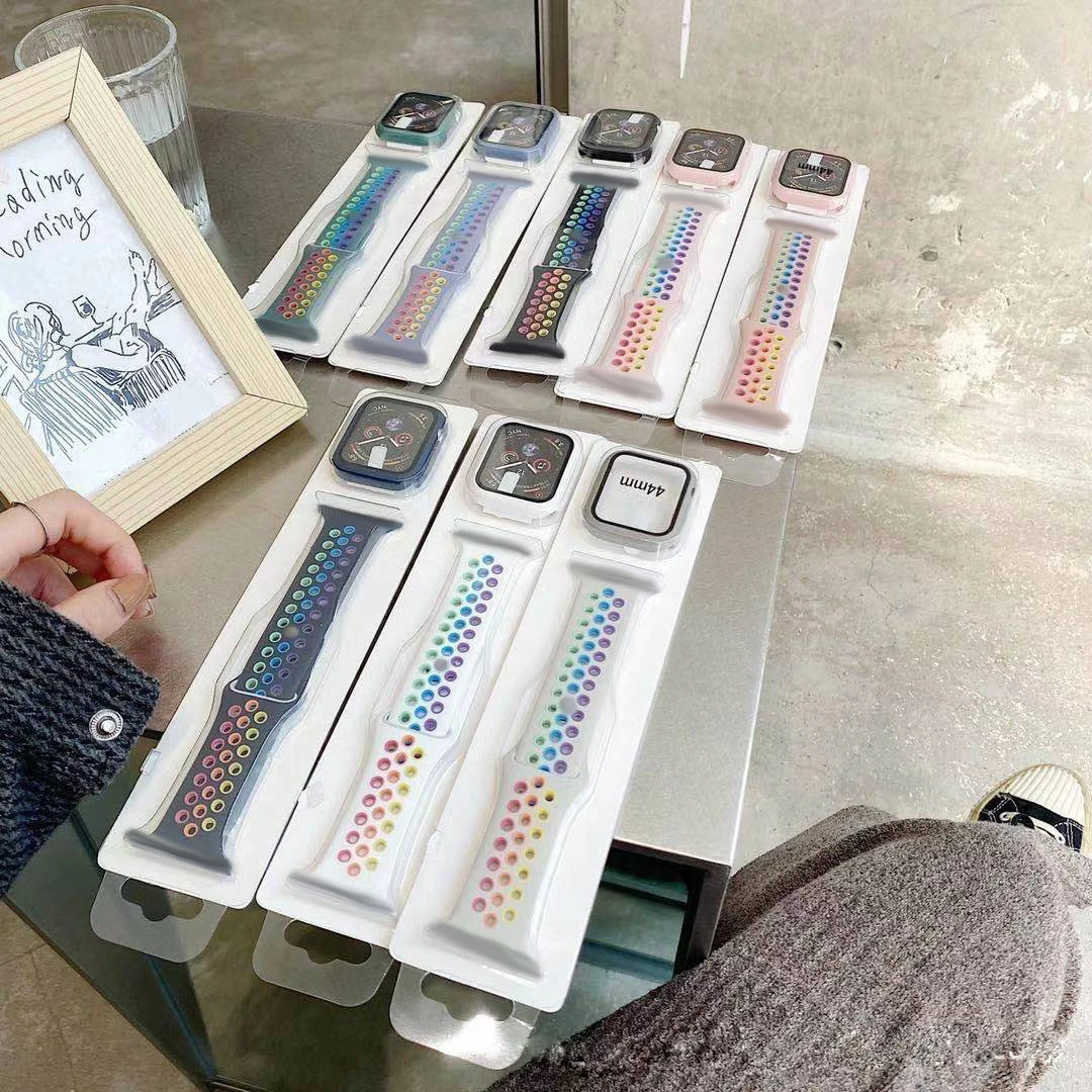 

2021 Designe Silicone Smart Wrist Watch Bands for Apple Watch Wristband 38 40 42 44 mm iwatch cover