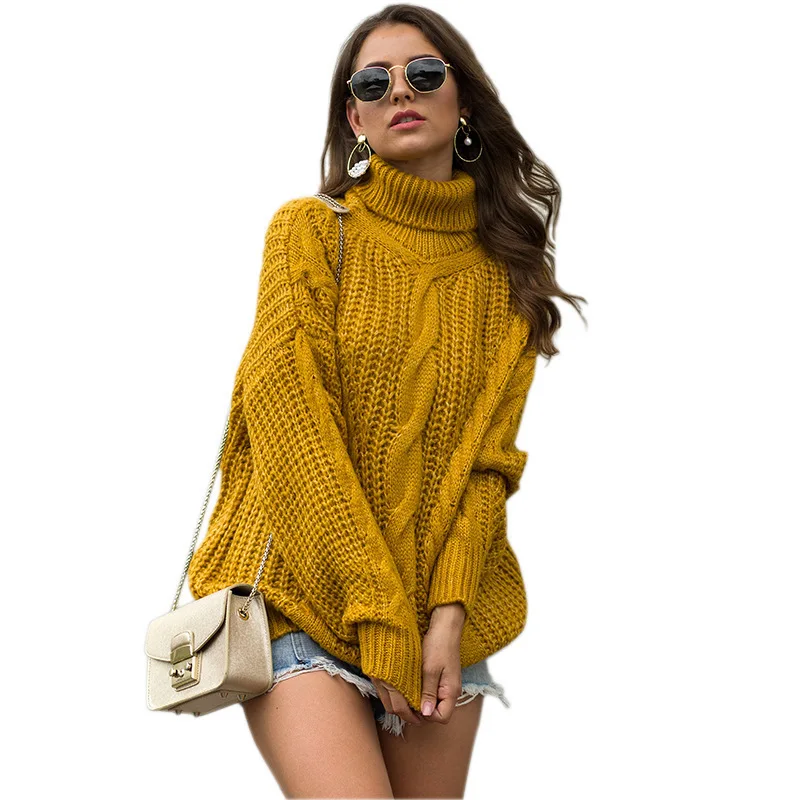 

Women clothing wholesale custom fall winter hot sale cheap knitted sweater plus size turtleneck women's sweaters