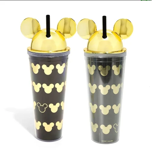 

Custom Logo 22oz Double Wall Plastic Mickey Mouse Tumbler Cups Wholesale with Straw, Customized color