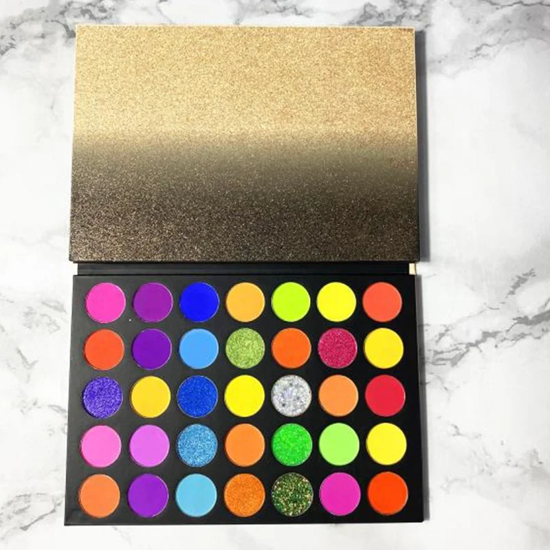 

35 Colors Neon Eyeshadow Palette Private Label Pigmented Matte Eyeshadow Palette