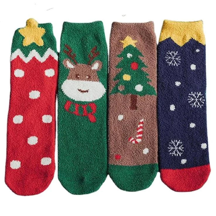 

2020 autumn and winter Christmas and New Year socks four pairs of boxed red zodiac year cartoon animal girls medium tube socks, Custom color