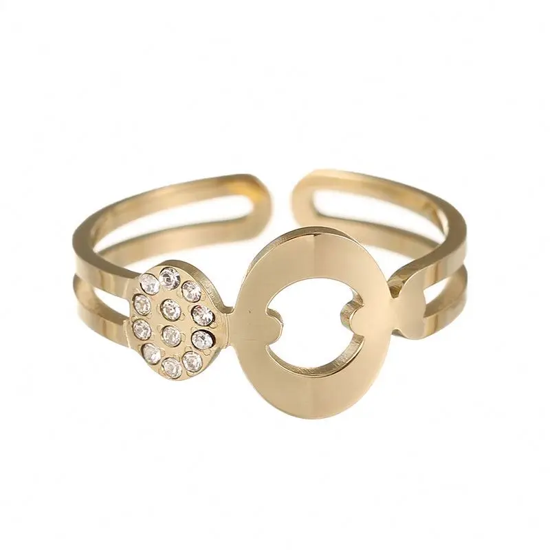 

Hollow Women Ring Custom Gold Plated Jewelry Fashion Diamond Double Ring