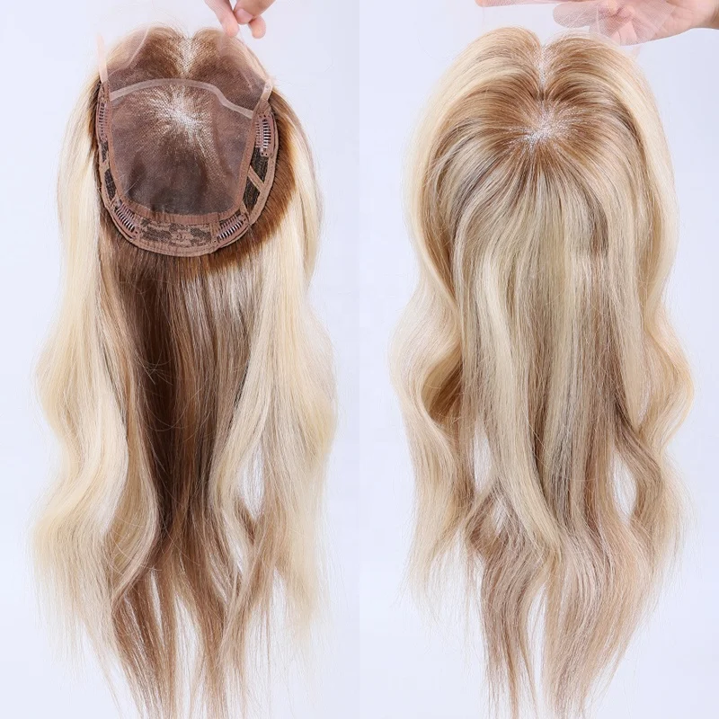 

100% european virgin mono top toupee human hair topper lace front women hair topper blonde