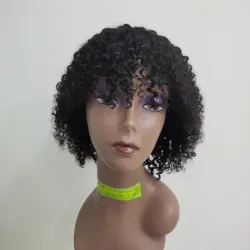 Letsfly Human Hair Kinky Curly Machine Made Wig wi
