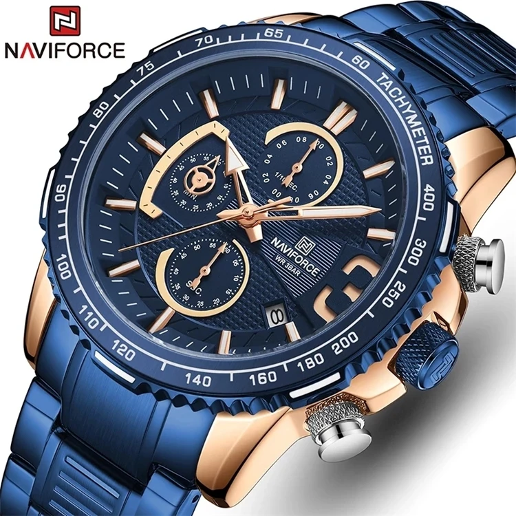 

NAVIFORCE 8017 Fashion Men Watch Sport Man Wristwatch Date Sport Man Wristwatch Top Brand Luxury Blue Military Chronograph watch