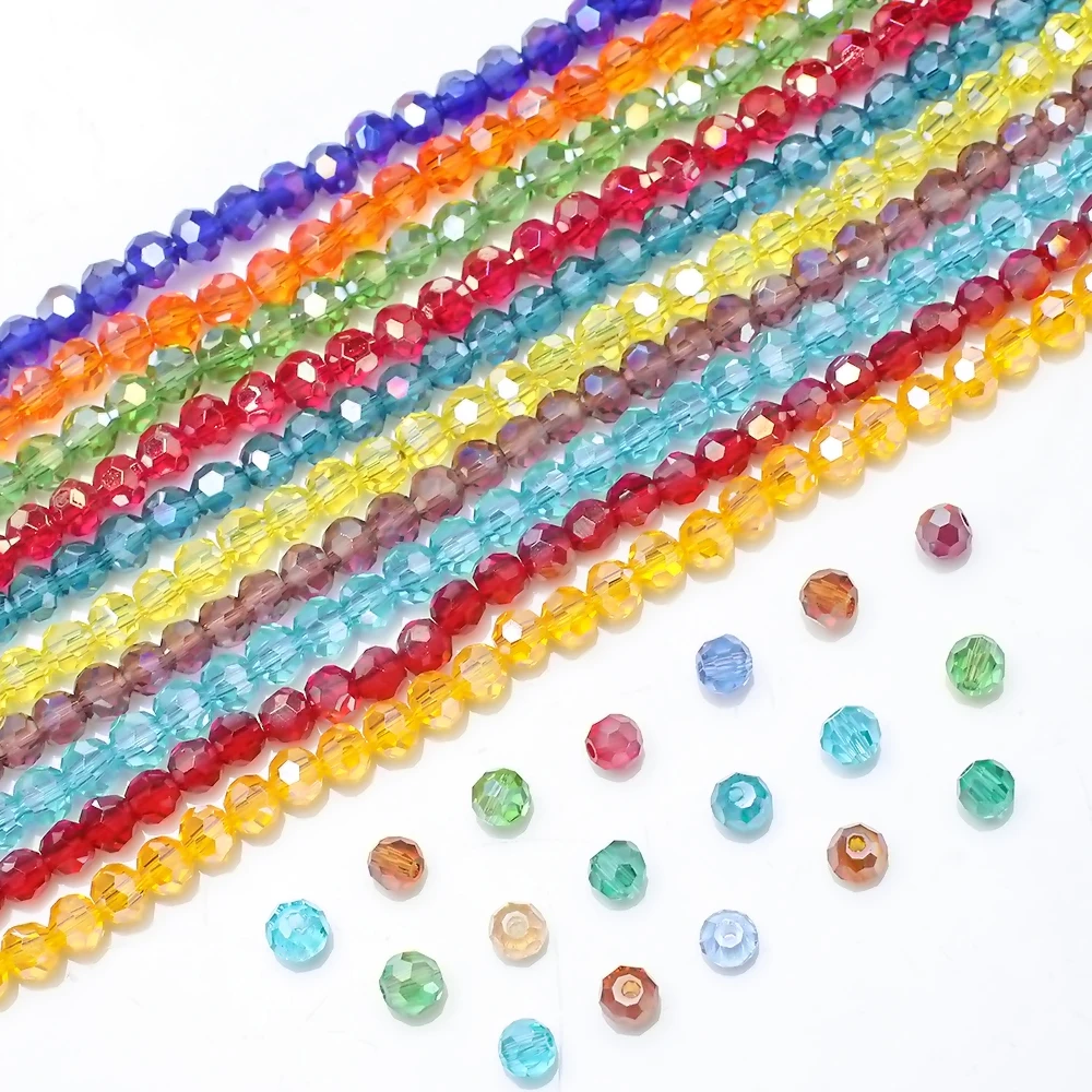 

2/3/4mm AB Plated Crystal Lampwork Football Faceted Round Glass Beads For Bracelets Necklace DIY Women Jewelry Making Supplies