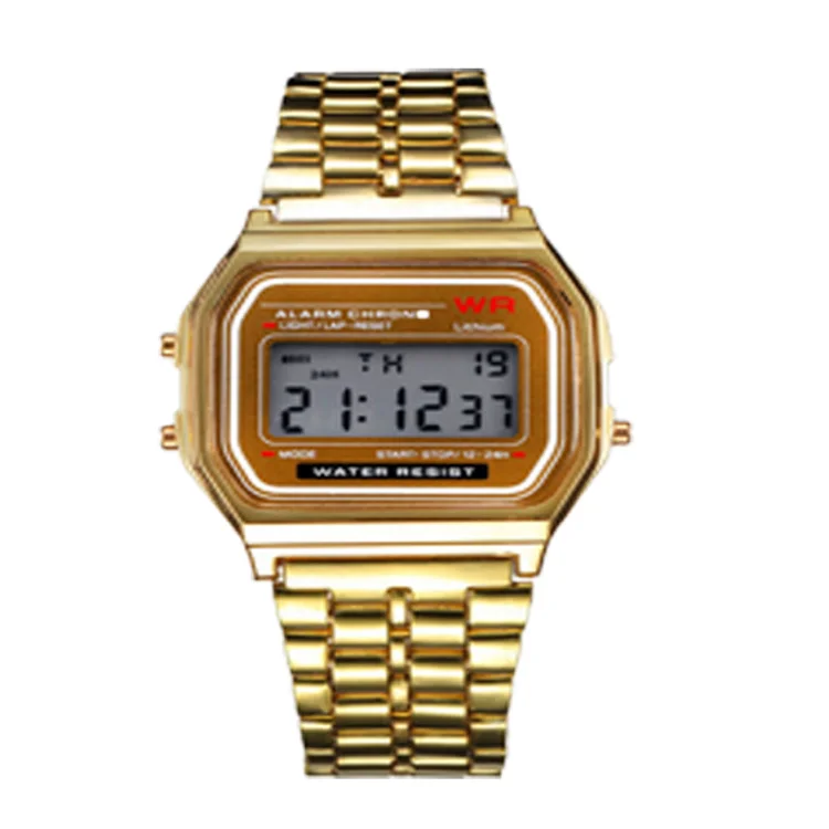 

Amazon F91W LED digital electronic watch ultra-thin movement electronic watch multi-function luminous steel band digital watch