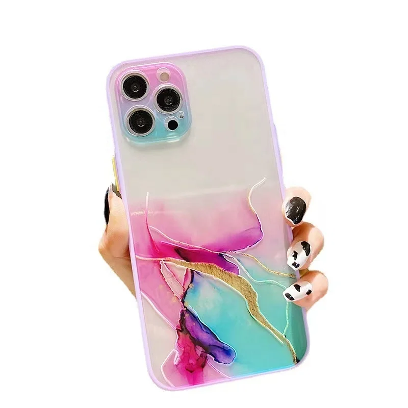 

Shockproof Gradient Marble Watercolor Painting Phone Case For iPhone 13 12 Pro 11 Pro Max X XS XR 8 7 Plus Funda Coque
