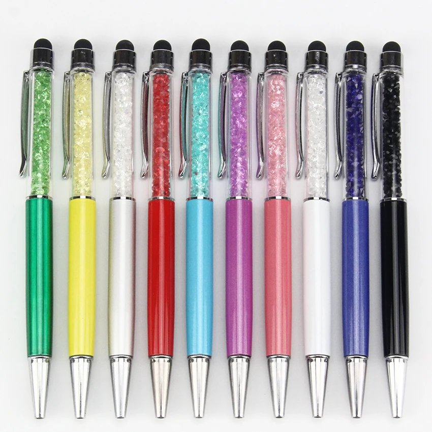 10x 2 in 1 diamond Crystal Touch Stylus Pen For iphone for samsung Tablet PC 