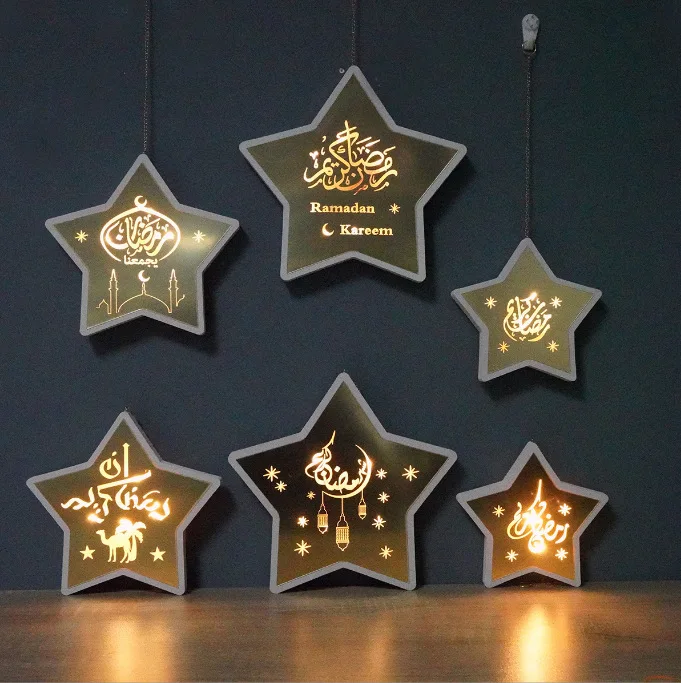 

2023 Ramadan Kreem Middle East Arab Eid Mubarak Wall Home Muslim Decoration Moon Lantern Mosque Decoration Star Hanging Lamp