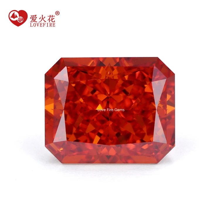 

wholesale cz stone dark padparadscha color ice flower cut octangle cut cubic zirconia