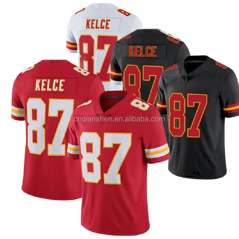 

Kansas City Travis Kelce 87 American Football Bowl Patch Uniform Jerseys Embroidery Mens Sports Shirt Wear Clothes Wholesale