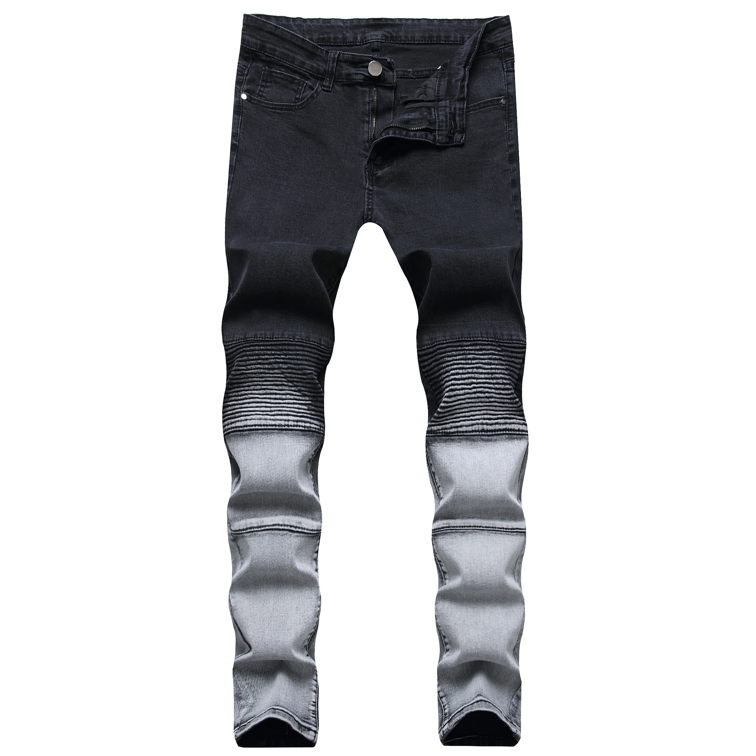 

Men Ripped Distressed Jeans Slim Skinny Fit Stretch Tapered Leg Destroyed Denim Pants