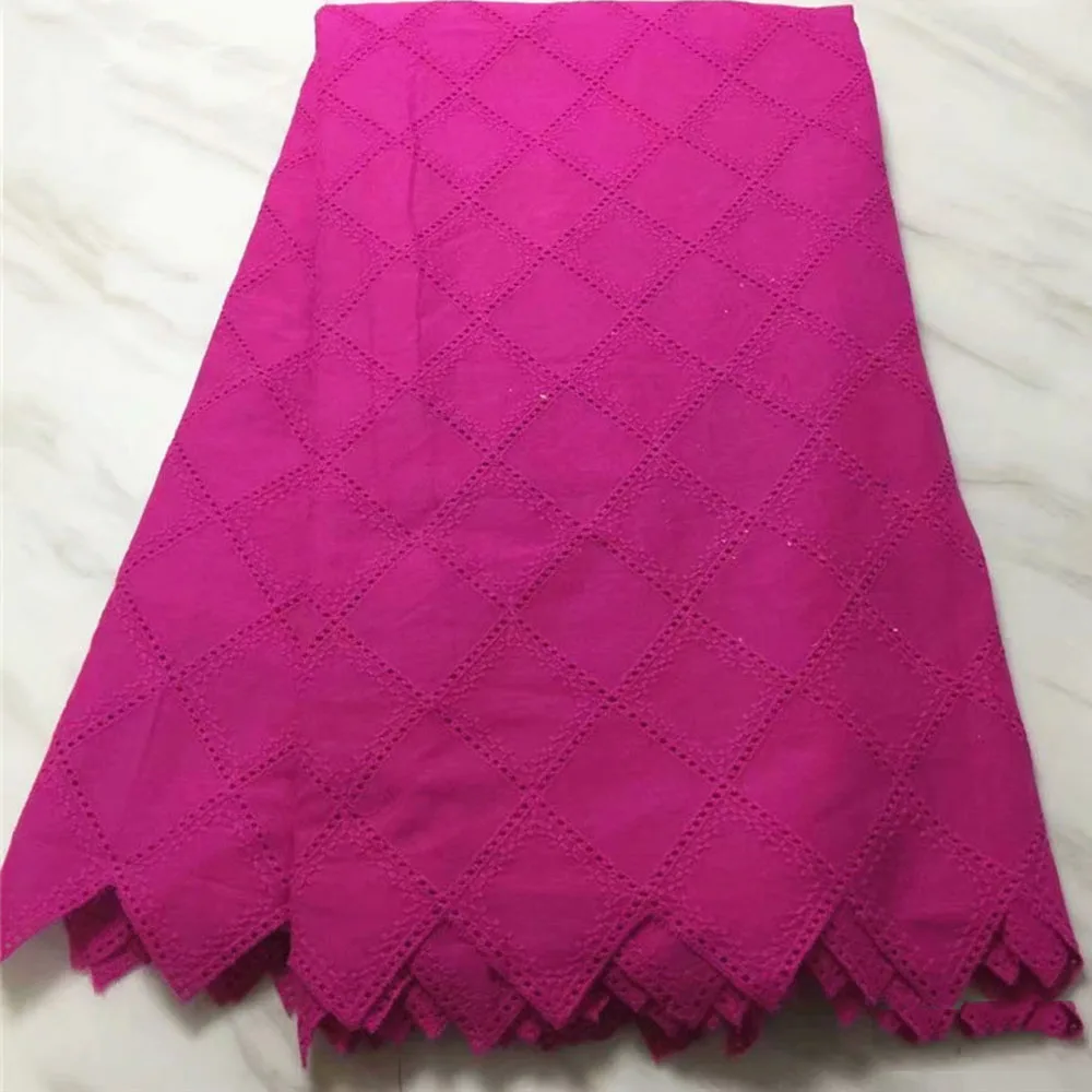 

Beautifical dry lace fushia pink african lace cotton voile fabric ML2N243, Customized