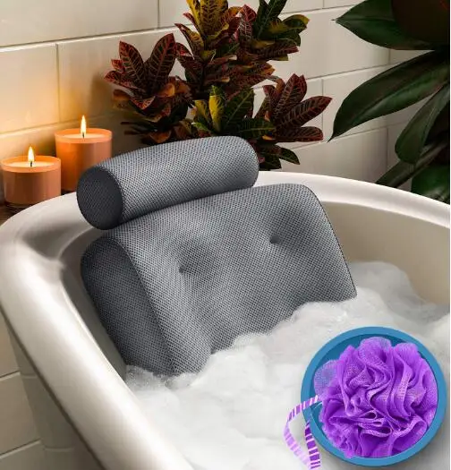 

Hot Selling Comfort Bathtub Bath Pillow Non Slip Bathtub Spa Pillow with Back and Headrest Cushion, Customizable