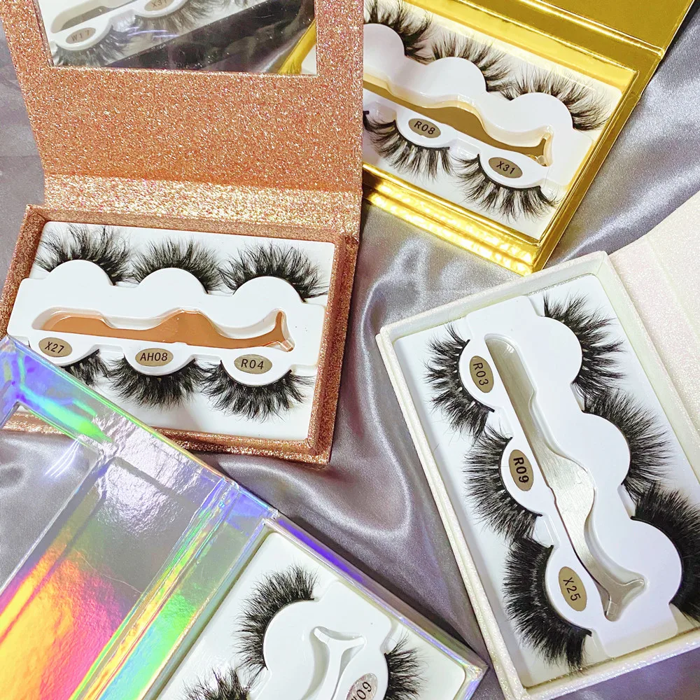 

3 pairs lashes 3d mink lashes 18mm mink lash samples, Natural color