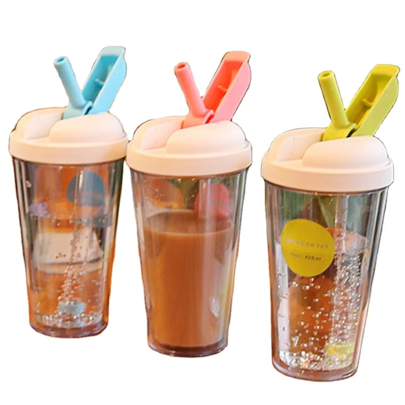 

320ml/420ml Reusable Bubble Tea Cup Tumbler Portable Plastic AS Mug Cup for Cold Ice Coffee boba tea tumbler with Lid & straw, White, black, pink,coffee lid