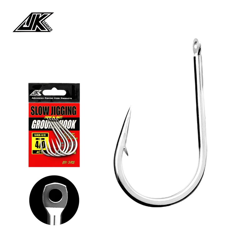 

JK Fishing SJGH Slow Jigging Ground Hook 4X Strong Extra Heavy Flat Eye Carp High Carbon Steel Fish Hooks