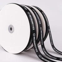 

DingCheng 2.5cm Black Polyester Ribbon Custom White Personalized Printed Logo Ribbon