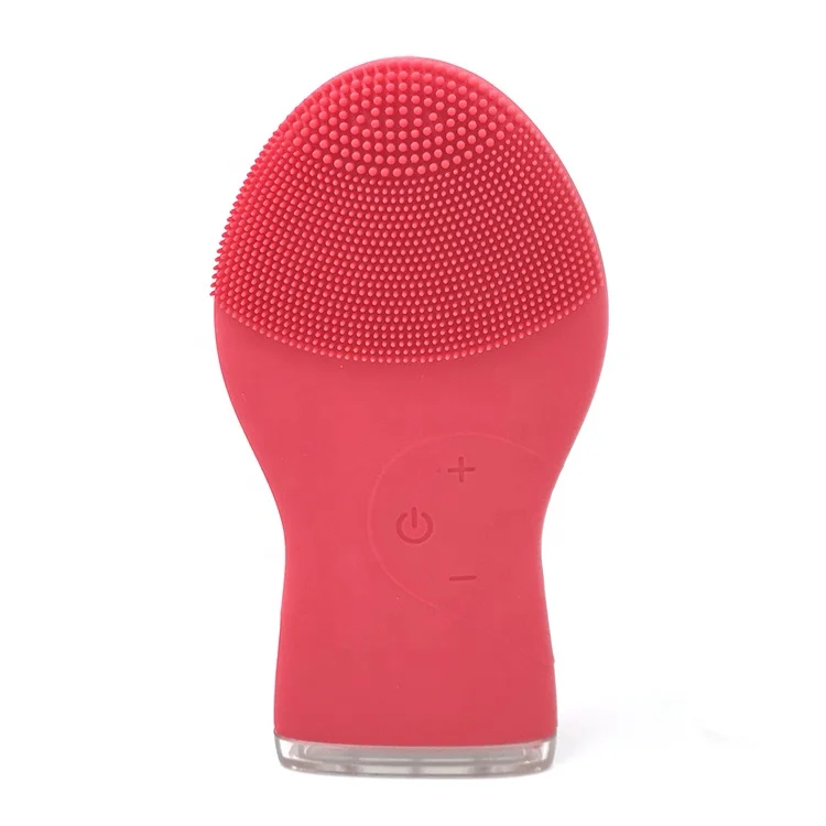 

High Quality Electric ultrasonic Face Massage Waterproof Silicone Ultrasonic Facial Cleansing Brush, Pink/ green/ red